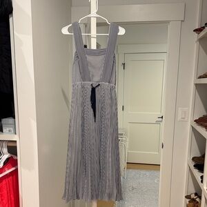 Blue and White Striped Sundress with Tie Front